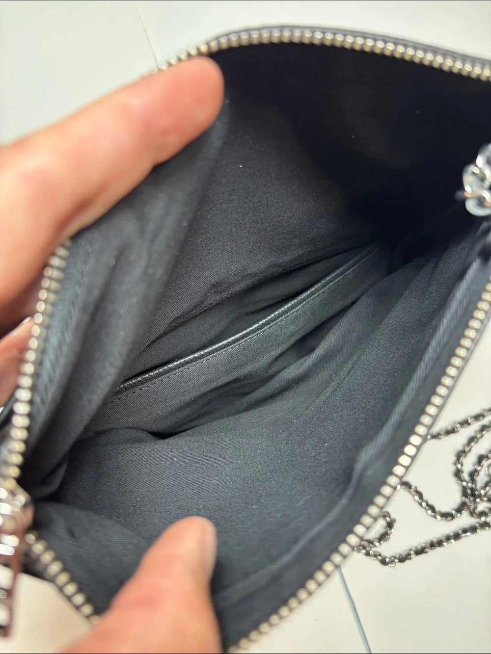 Zadig & Voltaire Black Leather Studded Chain Convertible Purse Clutch